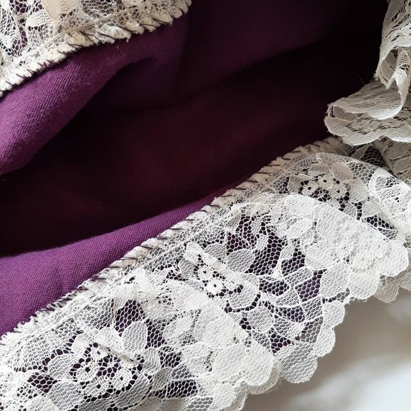 Vtg 90s Smocked Purple Velvet Cottagecore Baby Dress with Rosettes, 24 mo - Picture 6 of 9